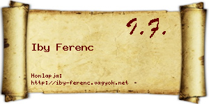 Iby Ferenc névjegykártya